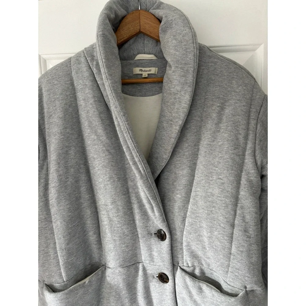 Madewell Quilted Shaw Puffer Coat Women S Gray Button Jacket Front Pockets